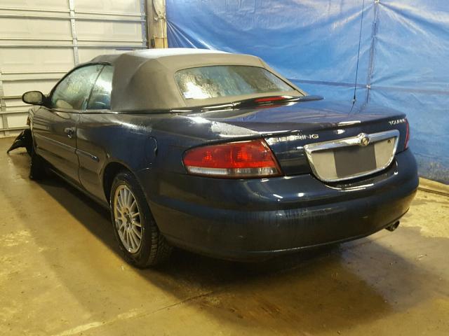 1C3EL55RX4N360374 - 2004 CHRYSLER SEBRING LX BLUE photo 3