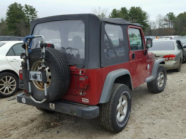 1J4FY29P1XP470967 - 1999 JEEP WRANGLER / RED photo 4