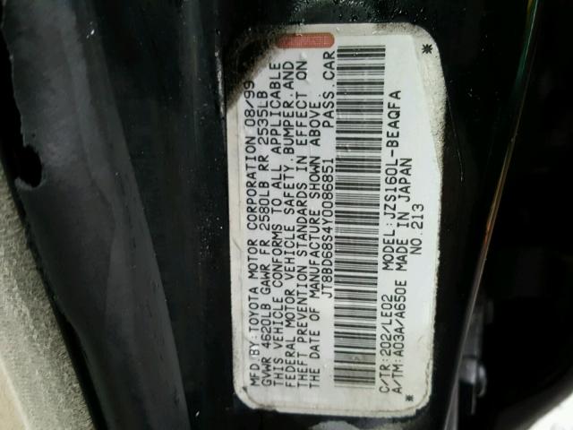 JT8BD68S4Y0086851 - 2000 LEXUS GS 300 BLACK photo 10