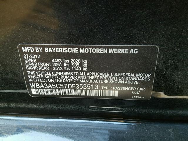 WBA3A5C57DF353513 - 2013 BMW 328 I BLACK photo 10