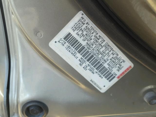 JT8BF22G8V0026140 - 1997 LEXUS ES 300 SILVER photo 10