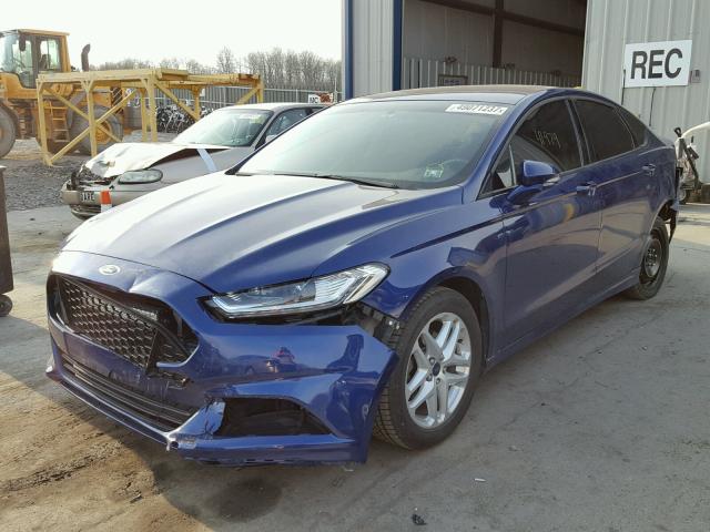 3FA6P0H73GR139059 - 2016 FORD FUSION SE BLUE photo 2