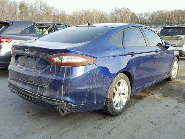 3FA6P0H73GR139059 - 2016 FORD FUSION SE BLUE photo 4