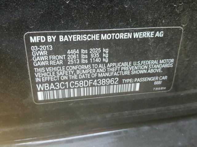 WBA3C1C58DF438962 - 2013 BMW 328 I SULE BLACK photo 10