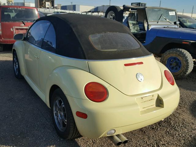 3VWCK21Y13M319980 - 2003 VOLKSWAGEN NEW BEETLE YELLOW photo 3