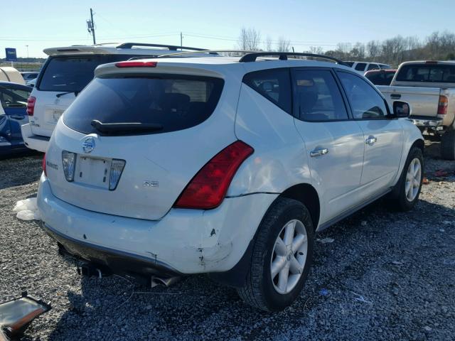 JN8AZ08T94W218390 - 2004 NISSAN MURANO SL WHITE photo 4