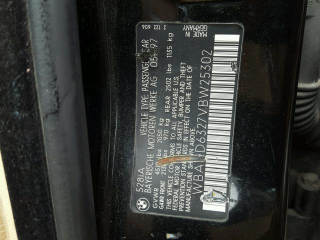 WBADD6327VBW25302 - 1997 BMW 528 I AUTO BLACK photo 10