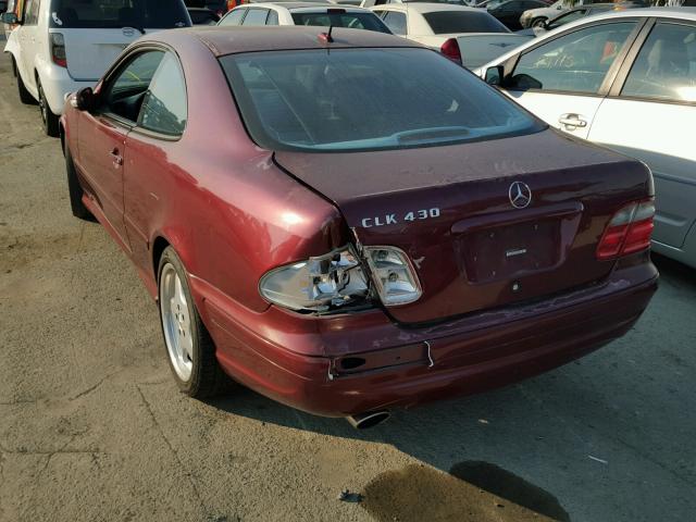 WDBLJ70G91F186151 - 2001 MERCEDES-BENZ CLK 430 RED photo 3