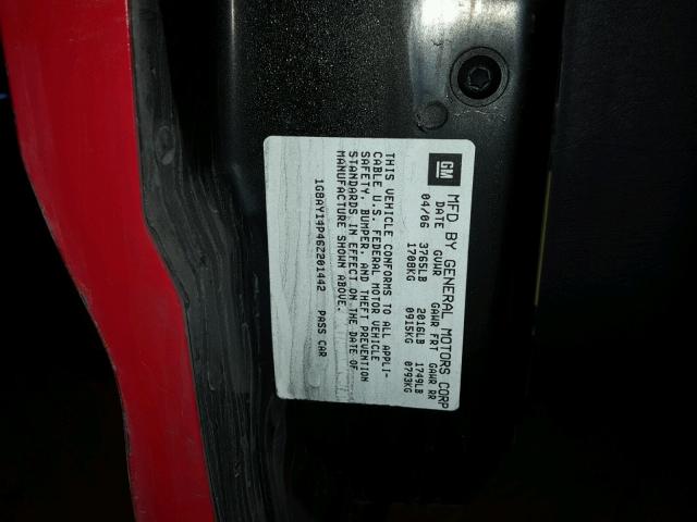 1G8AY14P46Z201442 - 2006 SATURN ION REDLIN RED photo 10