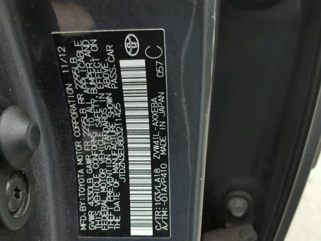 JTDZN3EU8D3211425 - 2013 TOYOTA PRIUS V GRAY photo 10