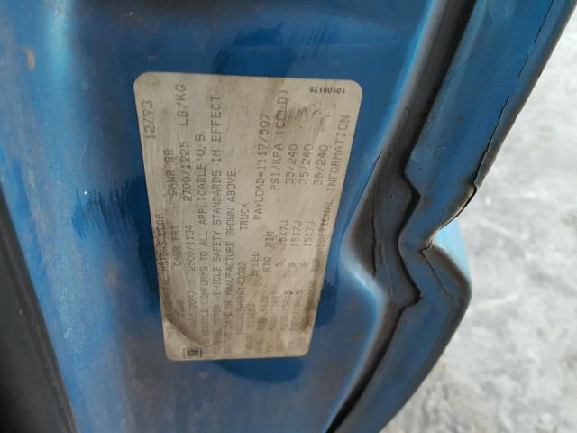 1GCCS19W4R8143083 - 1994 CHEVROLET S TRUCK S1 BLUE photo 10