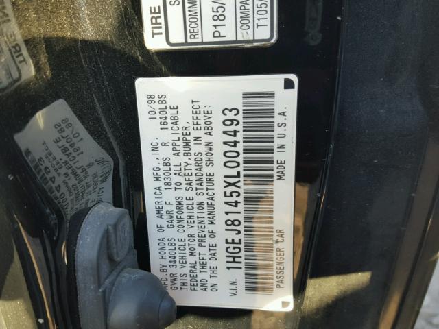 1HGEJ8145XL004493 - 1999 HONDA CIVIC EX 黑色 照片 10