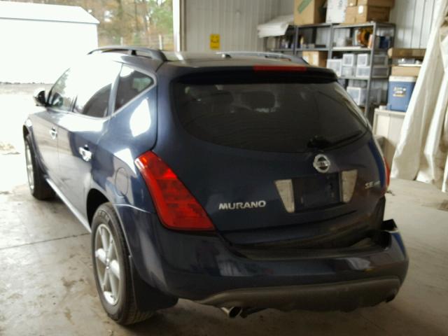 JN8AZ08W64W311619 - 2004 NISSAN MURANO SL BLUE photo 3