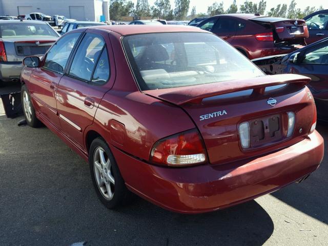 3N1BB51D5YL103692 - 2000 NISSAN SENTRA SE BURGUNDY photo 3