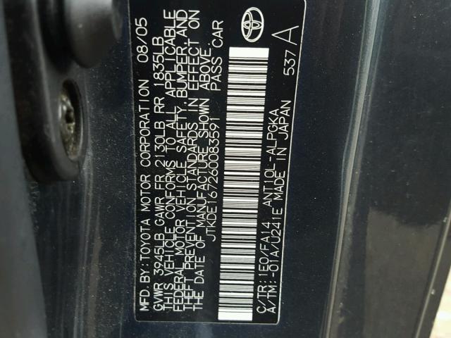 JTKDE167260083591 - 2006 TOYOTA SCION TC 灰色 照片 10