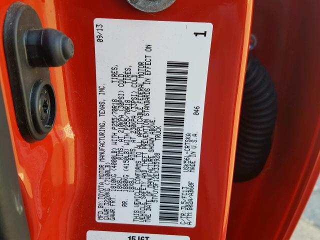 5TFUY5F12EX335928 - 2014 TOYOTA TUNDRA DOU RED photo 10