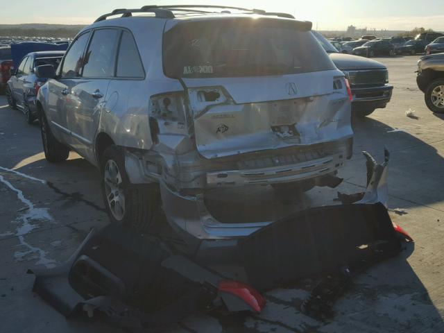 2HNYD28477H518441 - 2007 ACURA MDX TECHNO SILVER photo 3