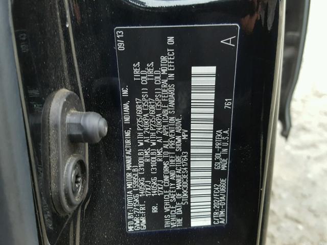 5TDKK3DC3ES417643 - 2014 TOYOTA SIENNA LE BLACK photo 10