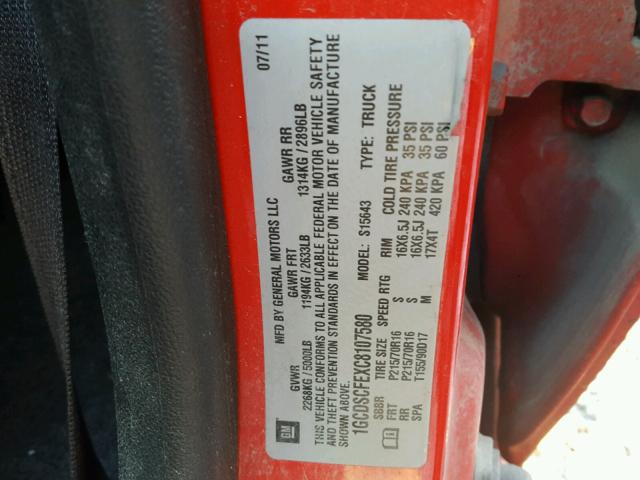 1GCDSCFEXC8107580 - 2012 CHEVROLET COLORADO L RED photo 10