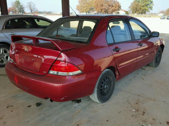 JA3AJ26E84U035009 - 2004 MITSUBISHI LANCER ES RED photo 4