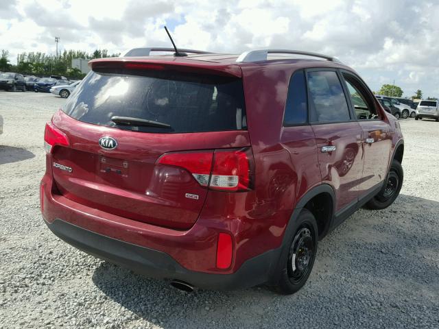 5XYKT4A61EG500857 - 2014 KIA SORENTO LX RED photo 4