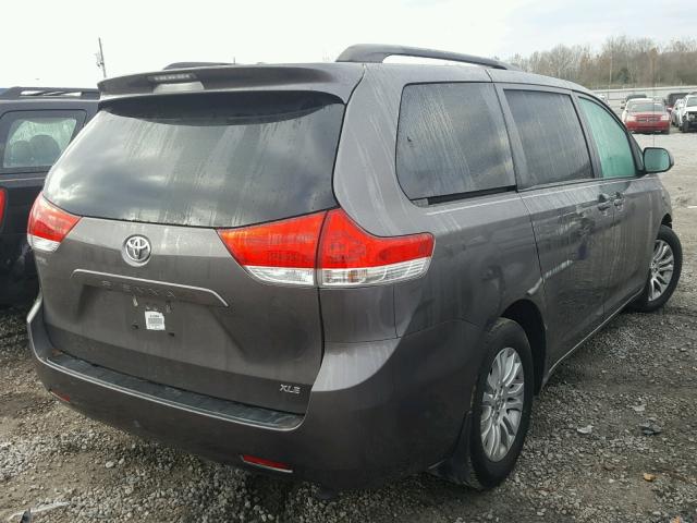 5TDYK3DC7ES429014 - 2014 TOYOTA SIENNA XLE GRAY photo 4