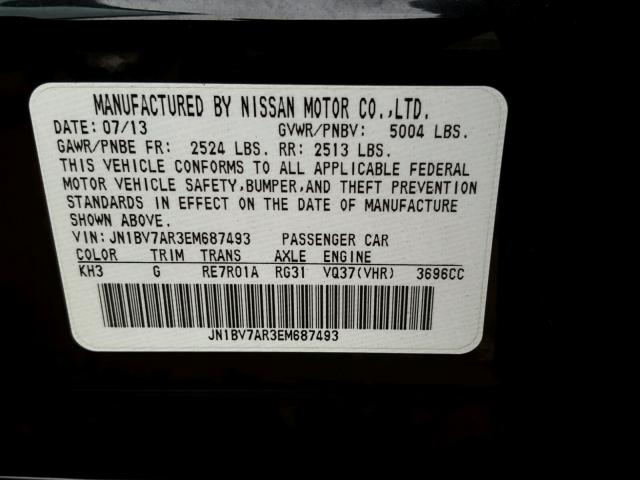 JN1BV7AR3EM687493 - 2014 INFINITI Q50 BASE Negro foto 10