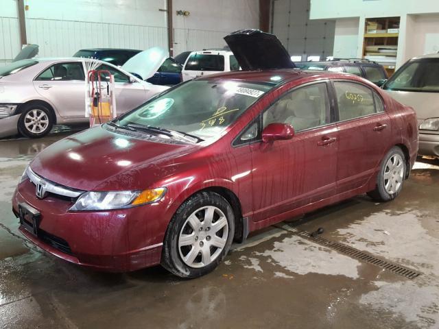 1HGFA16597L123418 - 2007 HONDA CIVIC LX RED photo 2