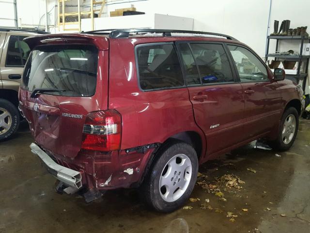 JTEEP21A970195834 - 2007 TOYOTA HIGHLANDER RED photo 4