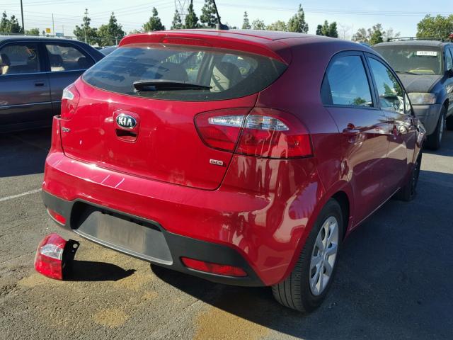 KNADM5A30F6442193 - 2015 KIA RIO LX RED photo 4