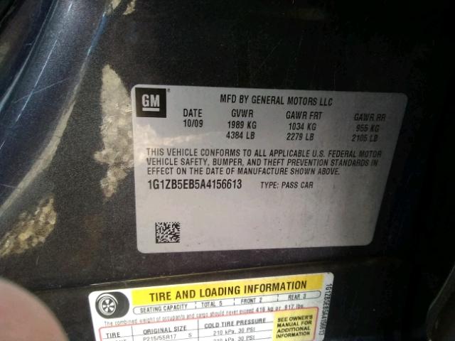 1G1ZB5EB5A4156613 - 2010 CHEVROLET MALIBU LS GRAY photo 10