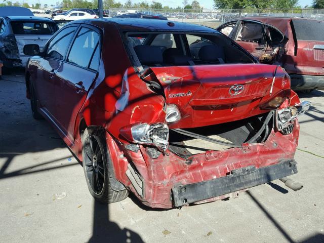 1NXBU40E19Z089885 - 2009 TOYOTA COROLLA BA RED photo 3