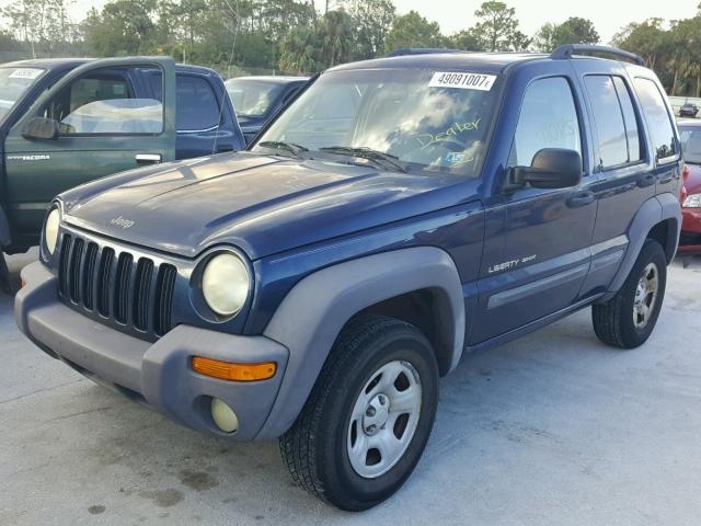 1J4GL48K42W115987 - 2002 JEEP LIBERTY SP BLUE photo 2