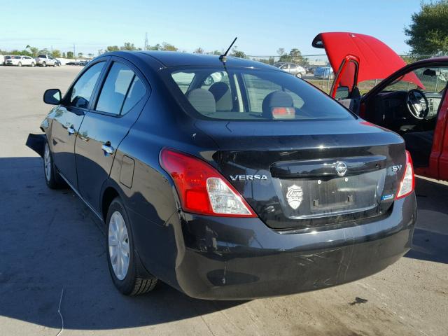 3N1CN7AP8CL907415 - 2012 NISSAN VERSA S BLACK photo 3