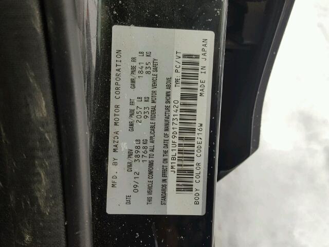 JM1BL1UF9D1731420 - 2013 MAZDA 3 I BLACK photo 10