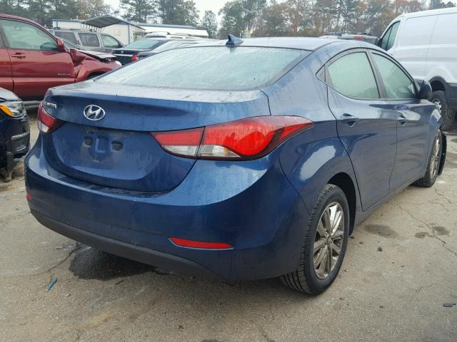 KMHDH4AE0GU601001 - 2016 HYUNDAI ELANTRA SE BLUE photo 4