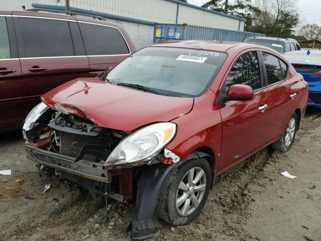 3N1CN7APXCL888298 - 2012 NISSAN VERSA S RED photo 2