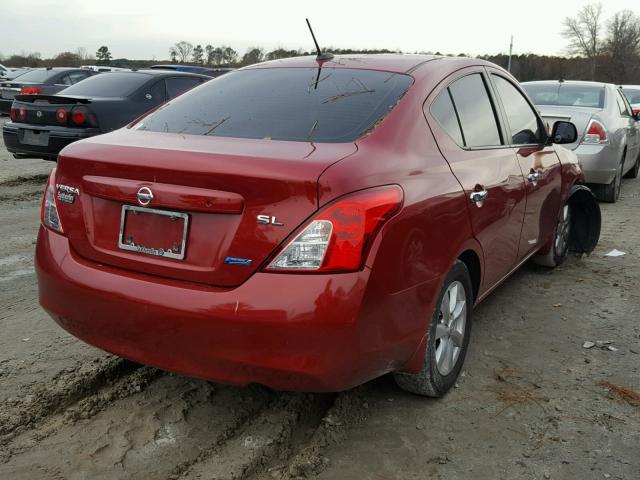 3N1CN7APXCL888298 - 2012 NISSAN VERSA S RED photo 4