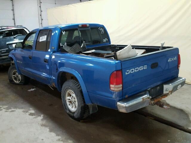 1B7GG2AN9YS788602 - 2000 DODGE DAKOTA QUA BLUE photo 3