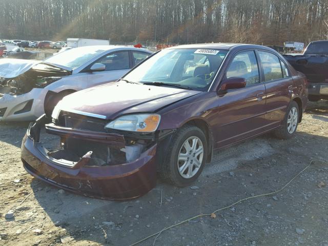 1HGES26733L013717 - 2003 HONDA CIVIC EX MAROON photo 2