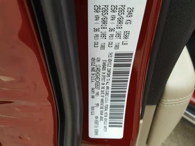 1C4RDHDG4EC452637 - 2014 DODGE DURANGO LI RED photo 10