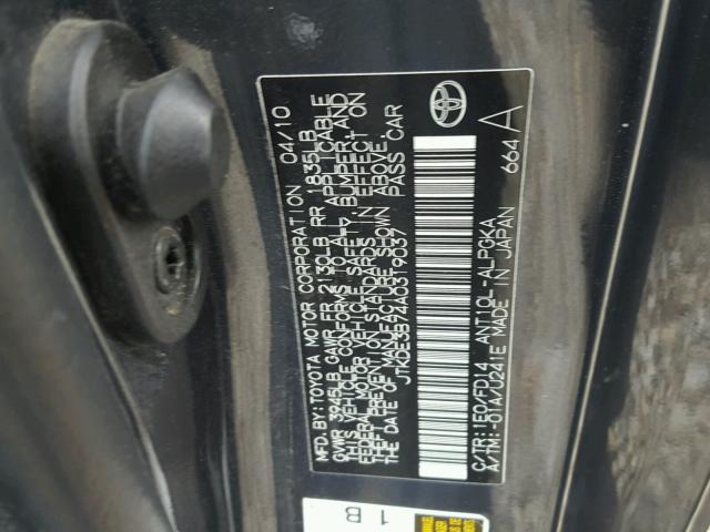 JTKDE3B74A0319037 - 2010 TOYOTA SCION TC 石墨色 照片 10