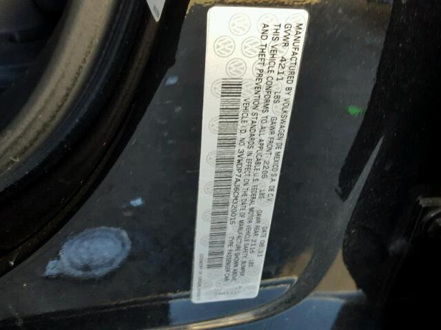 3VWDP7AJ6CM320015 - 2012 VOLKSWAGEN JETTA SE Qara foto 10