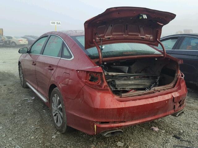 5NPE34AFXFH040783 - 2015 HYUNDAI SONATA SPO RED photo 3