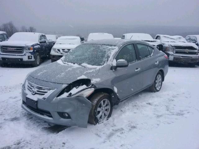 3N1CN7AP3CL848872 - 2012 NISSAN VERSA S GRAY photo 2