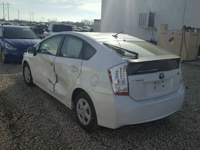 JTDKN3DU6B0329281 - 2011 TOYOTA PRIUS WHITE photo 3