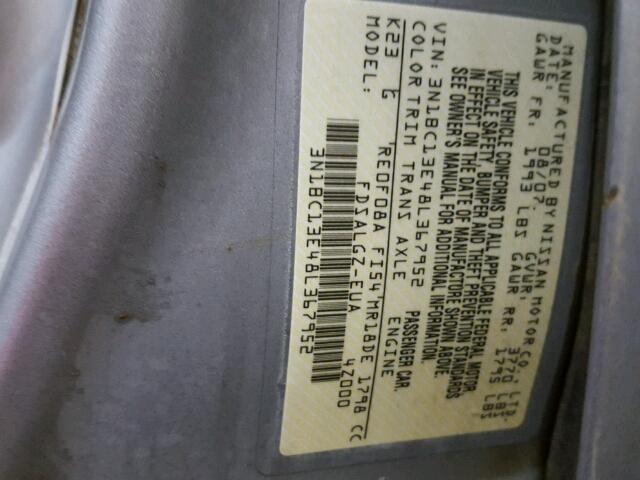 3N1BC13E48L367952 - 2008 NISSAN VERSA S SILVER photo 10