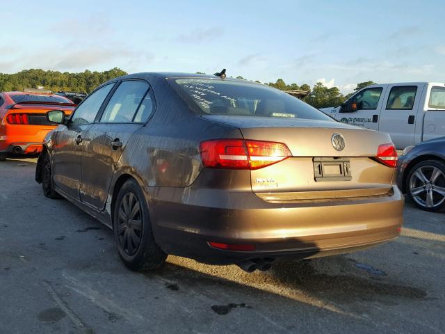 3VW2K7AJ9FM256658 - 2015 VOLKSWAGEN JETTA BASE BROWN photo 3