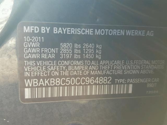 WBAKB8C50CC964882 - 2012 BMW 750LI BLACK photo 10
