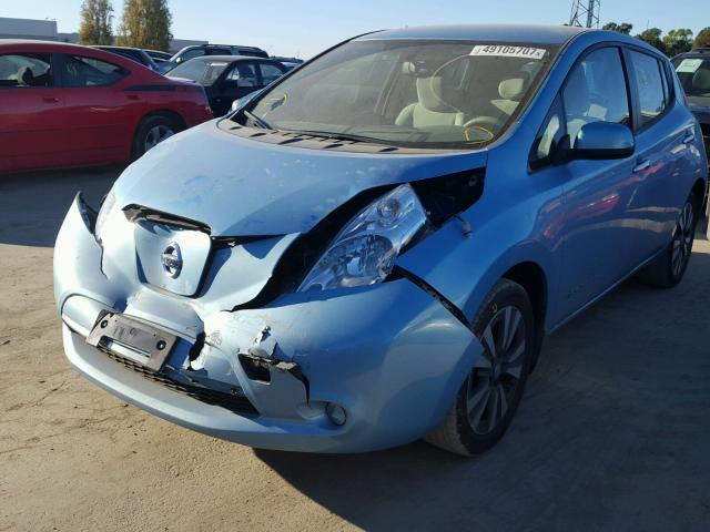 1N4AZ0CP6FC330662 - 2015 NISSAN LEAF S BLUE photo 2